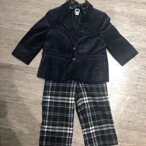 Janie and Jack Blazer- Plaid Pant, bow tie set